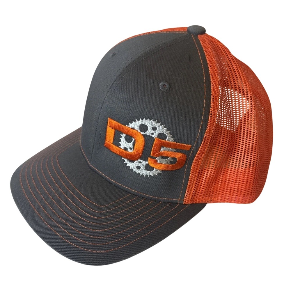 Richardson Style -112 D5 Gear Logo Trucker‎ Hat Gray & Orange Mesh Adjustable